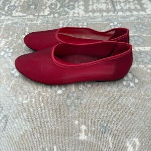 Massimo Dutti Red mesh ballet  flats , size 40 ( 9 1/2)